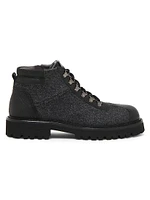 Leather-Trimmed Wool-Blend Ankle Boots