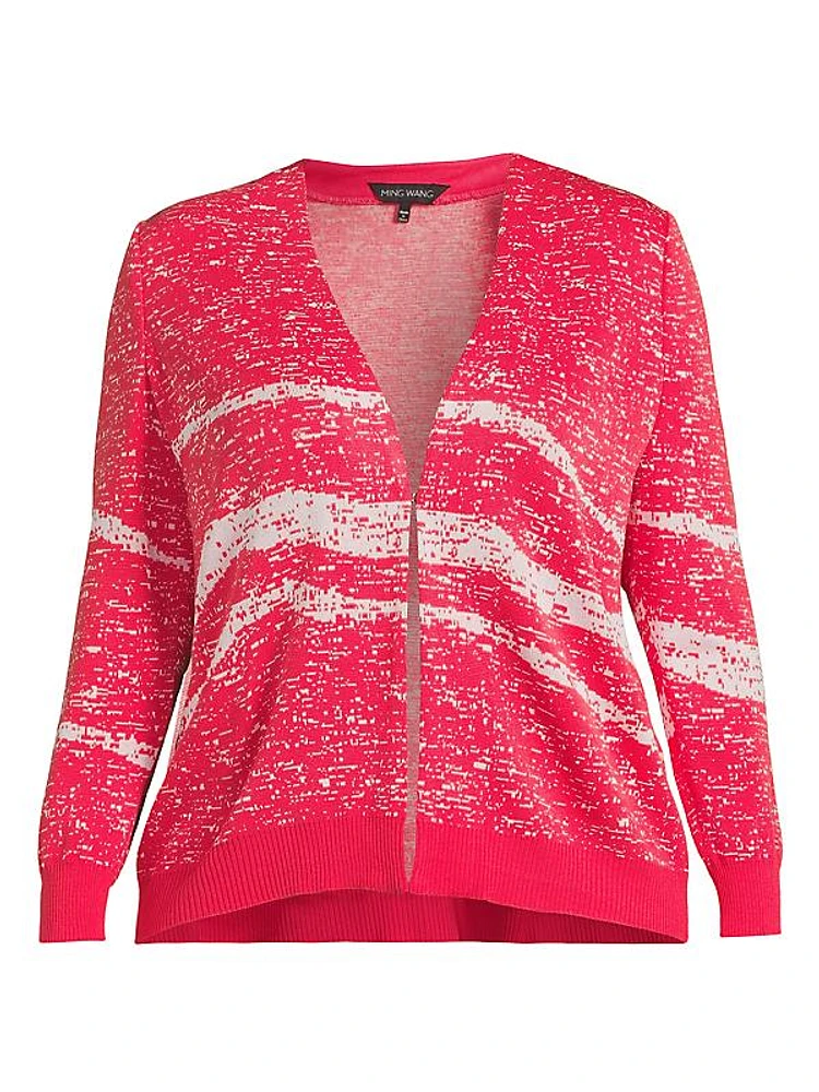 Abstract V-Neck Knit Jacket