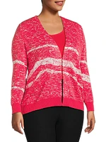 Abstract V-Neck Knit Jacket