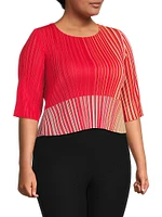 Plissé Cotton-Blend Top