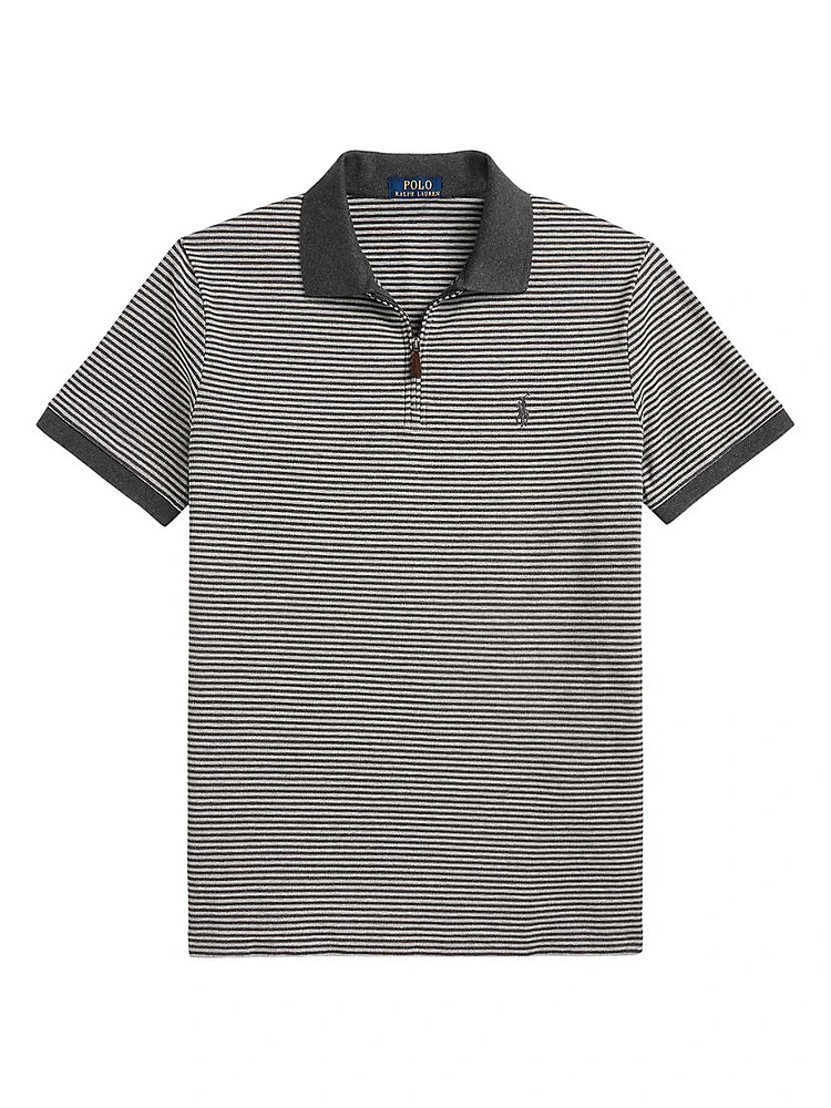 Striped Stretch Mesh Polo Shirt