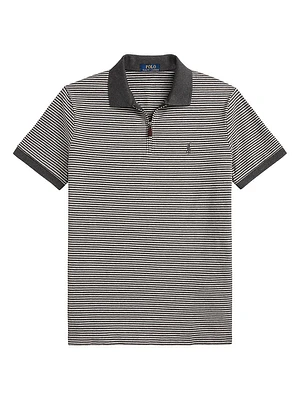 Striped Stretch Mesh Polo Shirt