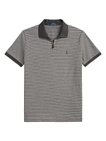 Striped Stretch Mesh Polo Shirt