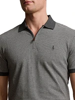 Striped Stretch Mesh Polo Shirt