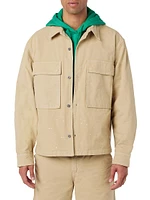 Cotton Button-Front Shirt Jacket