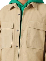 Cotton Button-Front Shirt Jacket