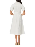 Mara Puff-Sleeve Belted Shirtdress