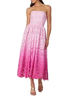 Tulip Ombré Floral Lace Midi-Dress