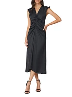 Noah Satin Ruched Midi-Dress