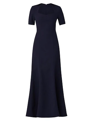 Elie Crepe Short-Sleeve Gown