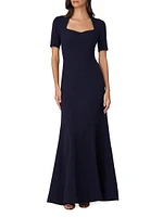 Elie Crepe Short-Sleeve Gown