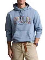 Plaid Logo Cotton-Blend Fleece Hoodie