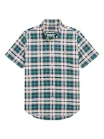 Plaid Cotton Short-Sleeve Oxford Shirt