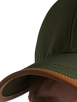 Re-Nylon And Leather Baseball Cap