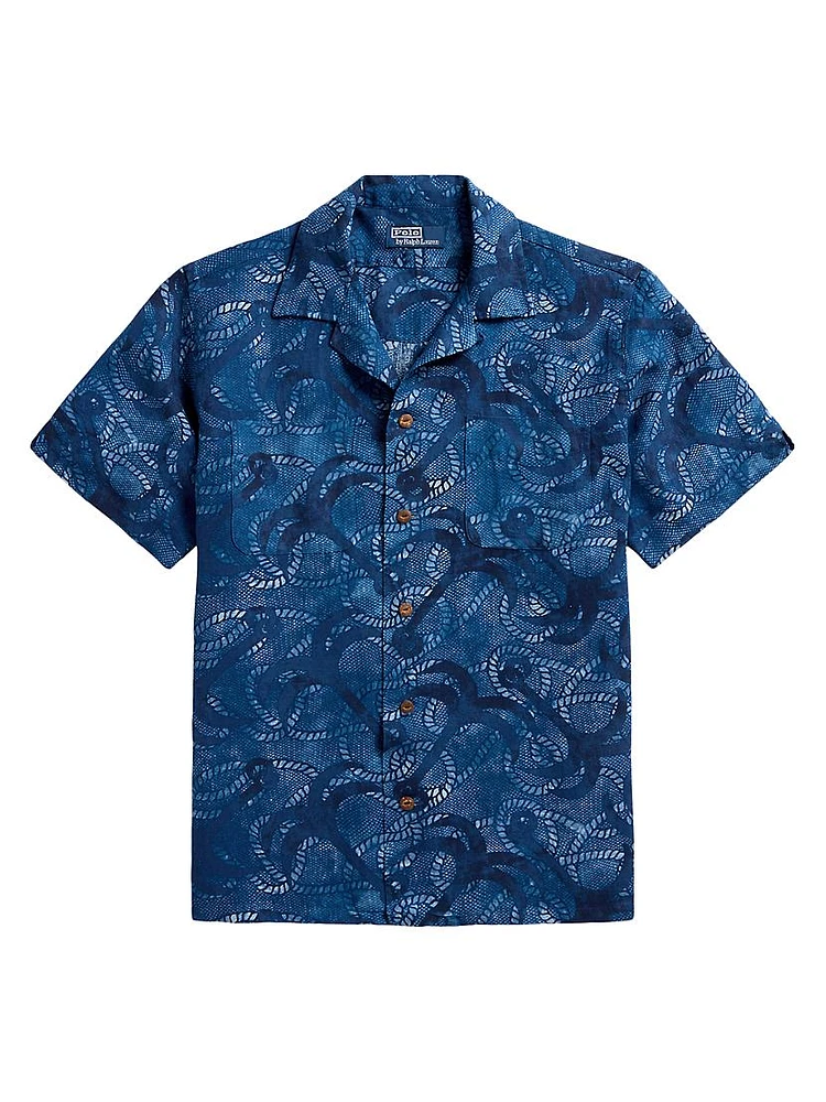 Graphic Linen & Silk-Blend Camp Shirt