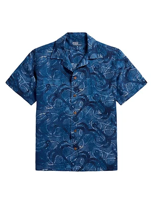 Graphic Linen & Silk-Blend Camp Shirt