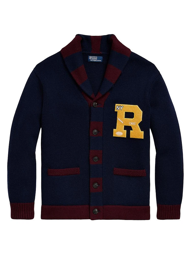 Varsity Wool-Blend Cardigan