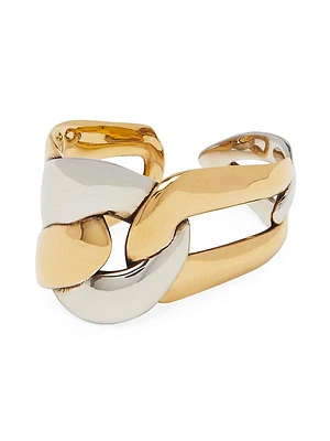 Two-Tone Chain Link Two-Finger Ring