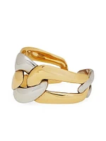 Two-Tone Chain Link Two-Finger Ring