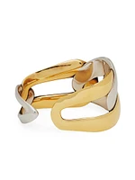 Two-Tone Chain Link Two-Finger Ring