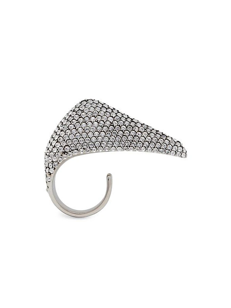 Silvertone & Crystal Claw Ring