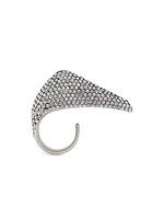 Silvertone & Crystal Claw Ring