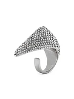 Silvertone & Crystal Claw Ring