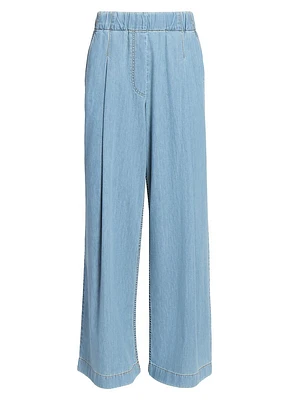 Pila Cotton Denim Wide-Leg Pants