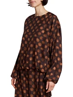 Capo Contrast Dot Silk Bubble Pullover