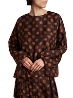 Capo Contrast Dot Silk Bubble Pullover