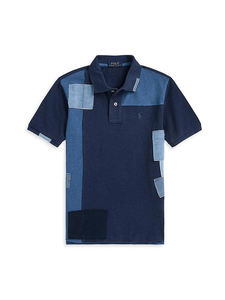 Little Boy's & Patchwork Mesh Polo Shirt