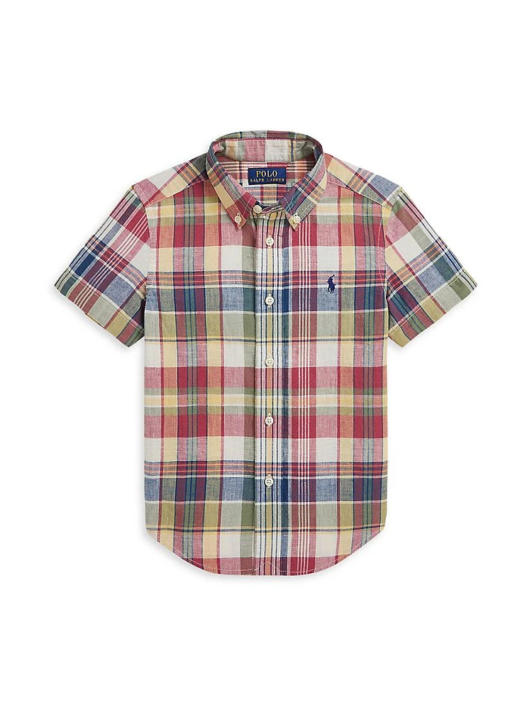 Little Boy's & Plaid Short-Sleeve Shirt