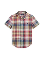 Little Boy's & Plaid Short-Sleeve Shirt