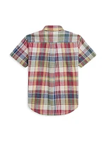 Little Boy's & Plaid Short-Sleeve Shirt