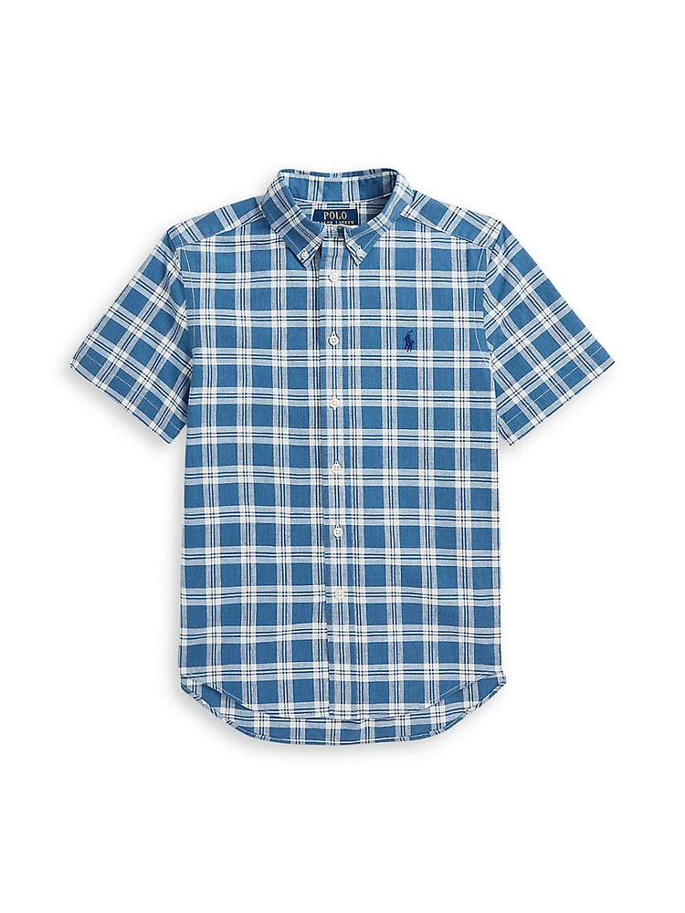 Little Boy's & Plaid Short-Sleeve Shirt