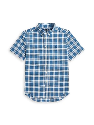 Little Boy's & Plaid Short-Sleeve Shirt