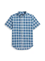 Little Boy's & Plaid Short-Sleeve Shirt