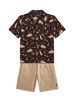 Little Boy's & Nautical Print Short-Sleeve Shirt