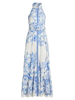 Floral Cotton Halter Maxi Dress