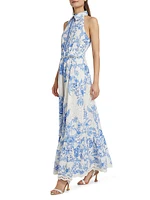 Floral Cotton Halter Maxi Dress