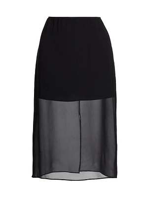 Sheer Silk-Blend Pencil Skirt