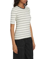 Rib-Knit Cotton Stripe Tee