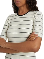 Rib-Knit Cotton Stripe Tee