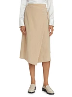 Asymmetric Wrap Midi-Skirt