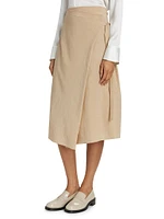 Asymmetric Wrap Midi-Skirt