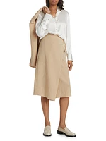 Asymmetric Wrap Midi-Skirt