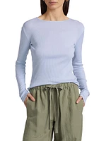 Rib-Knit Cotton Tee