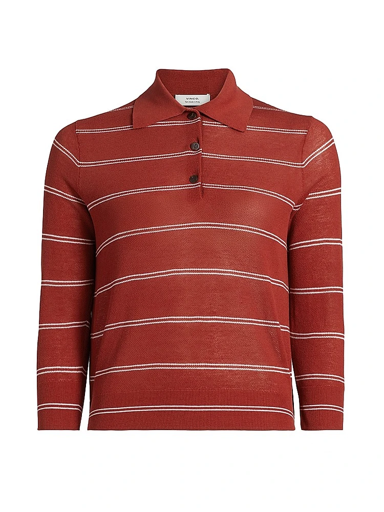 Striped Pique Cotton Polo Tee
