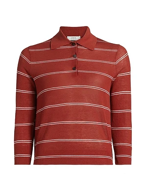 Striped Pique Cotton Polo Tee
