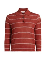 Striped Pique Cotton Polo Tee